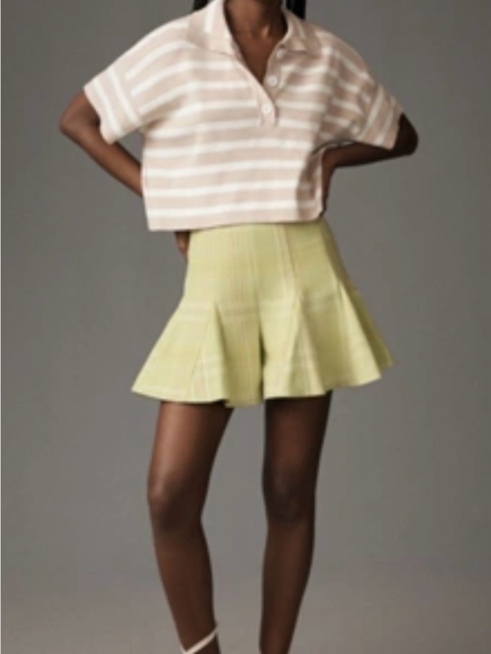 Maeve Lemon Green Pleated Skort
